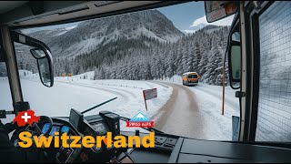 Switzerland — Winter Mountain Road Down to Grindelwald [upl. by Nnylyt]