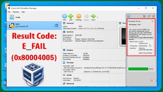 How to FIX ERROR Result Code EFAIL 0x80004005 in Virtualbox [upl. by London]