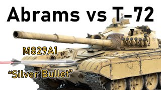 Abrams SILVER BULLET vs Iraqi T72  M829A1 Depleted Uranium APFSDS Armour Penetration Simulation [upl. by Frazer]