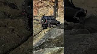 Steep climbtricky transitionview rc scalerc fms fcx18 lc80 toyota landcruiser scalecrawler [upl. by Ecnaiva]