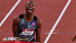 Erriyon Knighton ends Fred Kerleys win streak takes home 200m national title at 19  NBC Sports [upl. by Gorey]