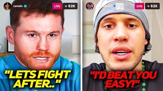 Canelo Alvarez CONFRONTS David Benavidez About Fighting NEXT [upl. by Dnalyar]