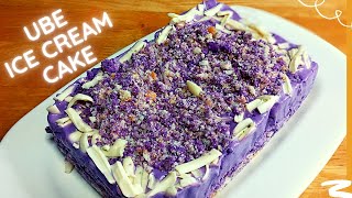 3 Ingredient Easy Ube Ice Cream Cake Ref Cake Merienda [upl. by Naffets111]