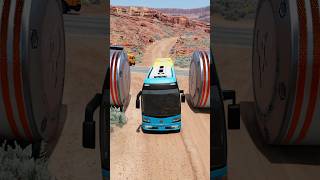 Large Container Truck amp Mix Buses vs Big Bollards Crash shorts beamngdrive bus [upl. by Anital661]