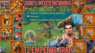 lords mobile EMPEROR T3 RALLY TRAP DESTROYS K746 Ar INCOMING MYTHIC RALLY TRAP VS 2000 [upl. by Sartin]