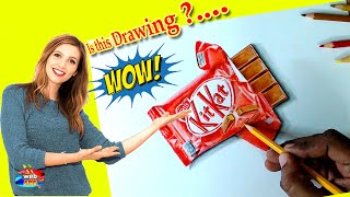 kitkat drawing step by step How to draw a realistic kitkat3D Art kitkat drawingWebart68 [upl. by Aalst]