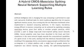 A Hybrid CMOS Memristor Spiking Neural Network Supporting Multiple Learning Rules [upl. by Adnuhser34]