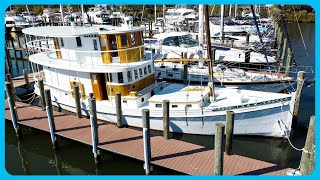 DIRT CHEAP UNIQUE amp IMMACULATE 60 Foot DREAM Liveaboard Yacht Full Tour Learning the Lines [upl. by Ellevehc]