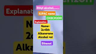 Ethyl alcohol iupac name ethanol organic chemistey [upl. by Sirad724]