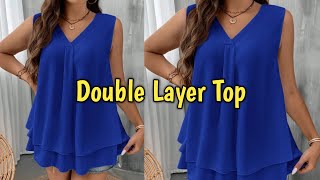 बहुत ही आसान तरीके से बनाएं ये सुंदर सा double Layer top  cutting and stitching very easy [upl. by Nomaid]