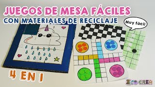 Juegos de mesa fáciles DIY  4 en 1  EcoCrea [upl. by Ydieh]