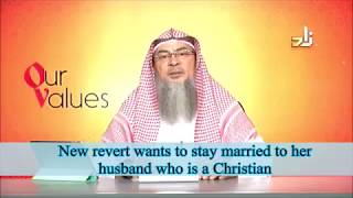 Can a revert stay married to her non muslim husband after accepting Islam  Sheikh Assim Al Hakeem [upl. by Nitsug]