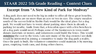 2022 STAAR Reading  5th Grade Context Clues Part 1 [upl. by Mudenihc]