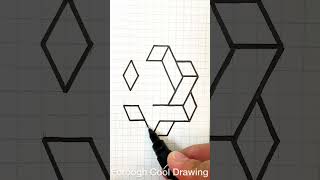 Simple 3D Illusion Drawing on Graph Paper shorts shortvideo 3d drawing satisfying art easy [upl. by Kcirdnekal]