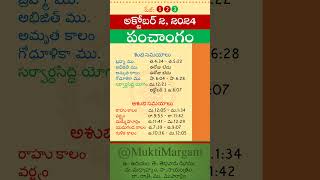 Eroju Panchangam Eroju Telugu Panchangam Today Panchangam in Telugu Calendar Today Tithi 02102024 [upl. by Ahsimit]