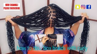 how to Box Braids With Curly Ends Tutorial  goddess braids [upl. by Gallard548]