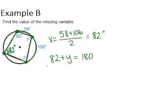 Inscribed Quadrilaterals in Circles Examples Geometry Concepts [upl. by Vinita]