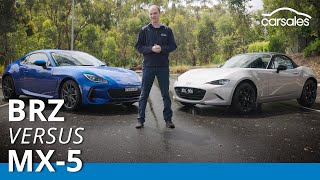 2023 Subaru BRZ vs Mazda MX5Miata  Which lightweight sports car is best [upl. by Beltran321]