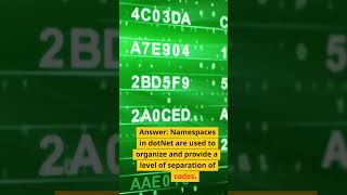 What is the purpose of a Namespace in dotNet DotNet Interview Question 27 of 100 [upl. by Yhtnomit915]