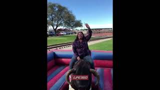 Woman rides bull ride [upl. by Relyat701]