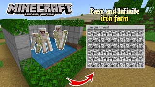 Easy and Infinite Iron Farm  Unlimited Iron Farm  Minecraft Bedrock Edition 121 [upl. by Dacia638]