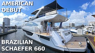 22M SCHAEFER 660 Power Yacht Tour amp Specs USA Debut FLIBS 2020 Flybridge Motor Yacht Liveaboard [upl. by Phiona]