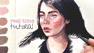 Realtime watercolor PORTRAIT tutorial 🎨 [upl. by Aysa]