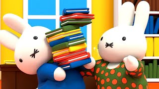 Miffy  Miffy At The Library  New Series  Miffys Adventures Big amp Small  Full Episodes [upl. by Bartlett872]