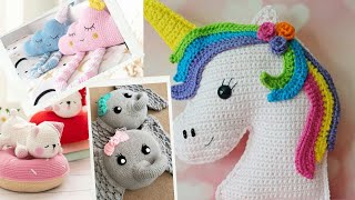 🌼🐼🐰Diseños de Almohadones o Cojines Infantiles Tejidos a Crochet🐷🐄🐂 Crochet childrens Pullow [upl. by Nit]