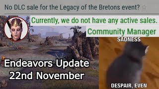 No DLC Sale  Daily Endeavors Walkthrough  ESO 22nd November [upl. by Almeda]