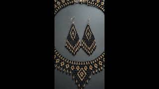 Beaded necklace tutorial seed bead earrings with fringes beading tutorials [upl. by Enaerb]