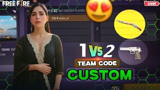 1 VS 2 CUSTOM  FREE FIRE LIVE WITH Div yt❤️‍🔥 Ffgirl divyt girllive livecustom [upl. by Lubeck441]