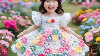 💯Vestidos a crochet para niña 🥰crochet baby dress viralvideo video [upl. by Nolyak]