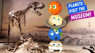 The Solar System Planets visit a Museum Learning about Space and Earth [upl. by Ruosnam]