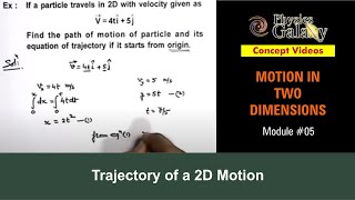 Class 11 Physics  Motion in Two Dimension  5 Trajectory of a 2D motion  For JEE amp NEET [upl. by Aicetal]