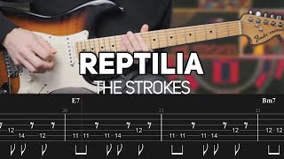 The Strokes  Reptilia Guitar lesson with TAB [upl. by Rachael]