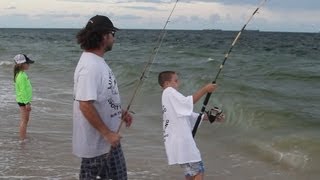 Epic FirstTime Catch Young Man Hooks Enormous Jack Crevalle with Captain Jeff During Mullet Run [upl. by Amias]