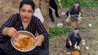 MAINE PEHLI BAAR BANAYA KHET MAI CHICKEN CURRY 🔥😋🙏🏼 [upl. by Noterb]