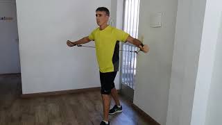 CRUCIFIXO COM THERABAND  TREINO EM CASA COM ELÁSTICO  EXERCÍCIO PARA PEITORAL EM CASA TREINO JFIT [upl. by Mclain]