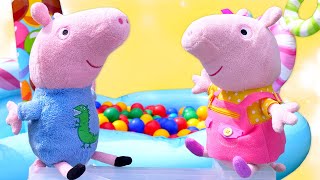 Video mit Peppa Wutz auf Deutsch Peppa im Schwimmbad Spaß mit Plüschtieren [upl. by Peggi]