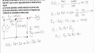 Maquinas electricas motor calcular corriente absorbida y tension inducida [upl. by Miarhpe692]