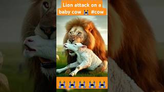 Lion attack on a baby cow 😭 cow lion animals animalbattle motherslove [upl. by Araeic515]