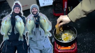 FIRST ICE Crappies CATCH amp COOK [upl. by Marino]