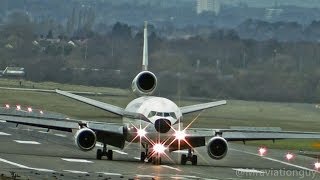 Biman Bangladesh DC10 External View Takeoffs amp Landings  Birmingham Airport with ATC [upl. by Inatsed]