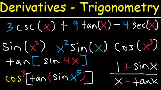 Derivatives of Trigonometric Functions  Product Rule Quotient amp Chain Rule  Calculus Tutorial [upl. by Ullund]