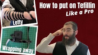 Tefillin for lefty wrapping outward away Guide how to put on Sefard Knot Blessings for Tefillin [upl. by Naid279]