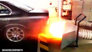 BMW 535i E34 Turbo Dyno Run Acceleration Sound amp BackFire [upl. by Nawaj]