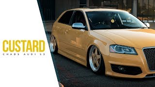 CUSTARD  Chads Audi S3 8P  OZ Futura  AccuAir  Bagged  Recaro 4K [upl. by Stonwin]