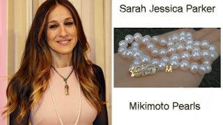 Sarah Jessica Parker Mikimoto Natural Japanese Akoya Pearl and 18k Yellow Gold Necklace  C709 [upl. by Rinum]