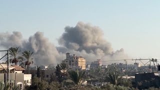 Smoke rises over Dier alBalah Gaza following Israeli strike in the area [upl. by Mitchael71]